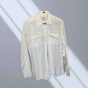 PD&C White Casual Button Down Shirt